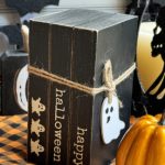 Adorno de madera happy halloween 3 bloques