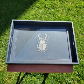 Charola Grande Azul Marino con Escarabajo Gris