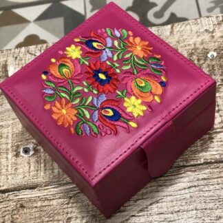 Joyero Mini Rosa con Bordado de Flores